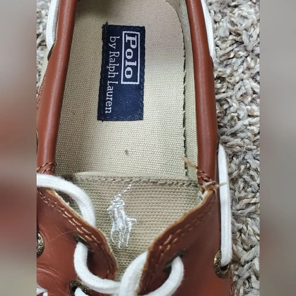 Polo Ralph Lauren Brown & Tan Canvas & Leather Boat Shoes